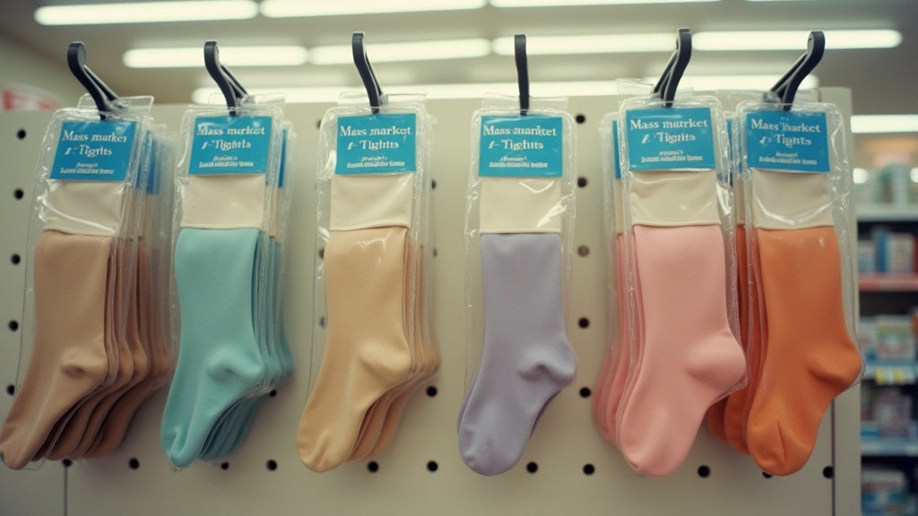 Mass-market drugstore tights in plain packaging